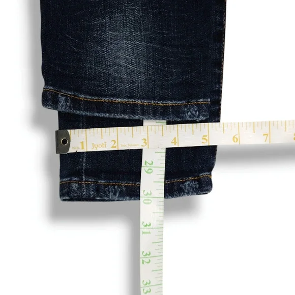 EUC BlankNYC Embroidered Floral Rose Skinny Denim Jeans Sz. 27x30 Dark Indigo - Picture 8 of 9